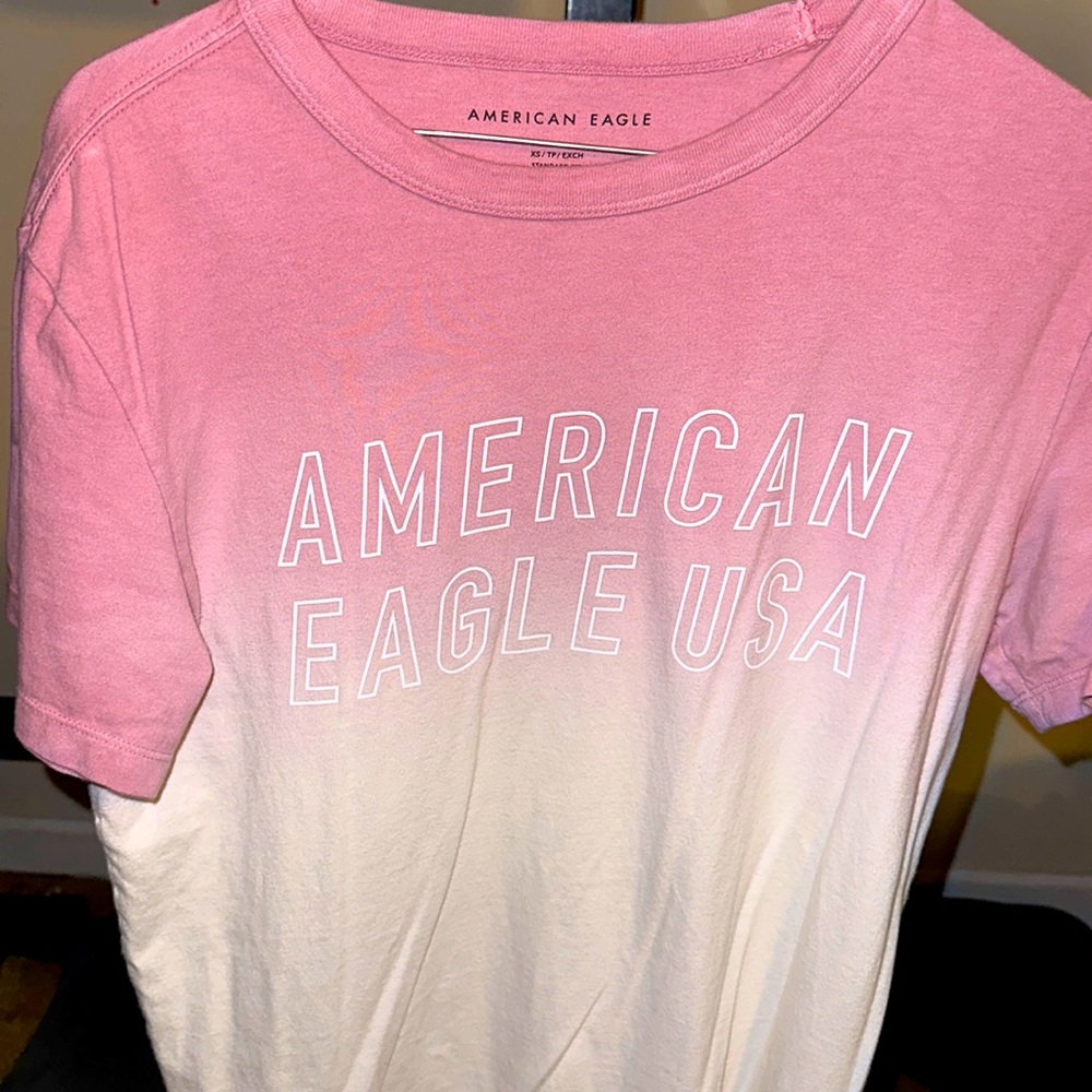 American Eagle White to Pink Tye Dye T shirt